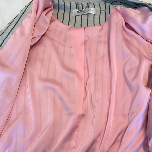 Patrizia Luca Milano Bomber Jacket Zip Up Grey Striped Long Sleeve Size S - Picture 8 of 12